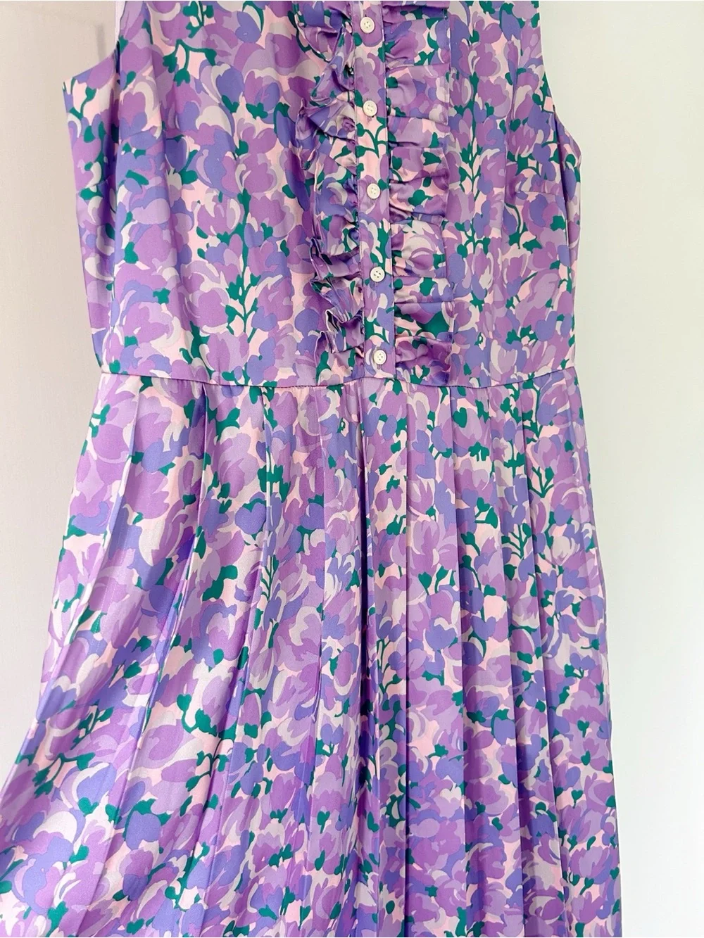 J. Crew Collection: Ratti Lilac Floral Pleated Midi Dress - Size 8